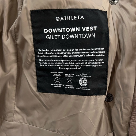 Athleta Downtown Puffer Vest Metallic Taupe Insulated Women’s - Small - Picture 5 of 7